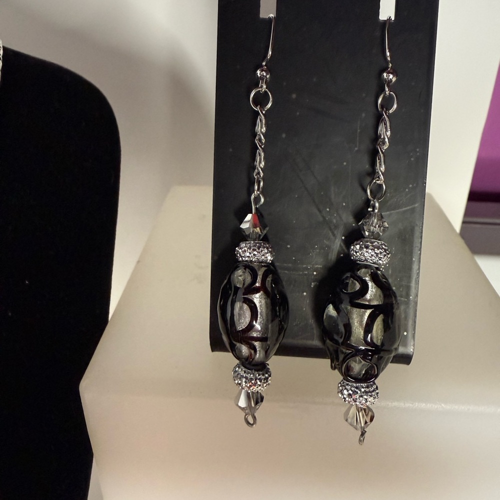 Black and silver handmade earrings